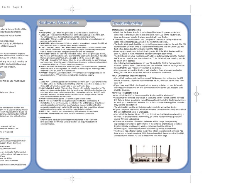 SMC Networks 7908VOWBRB - annexe 2 Quick installation guide