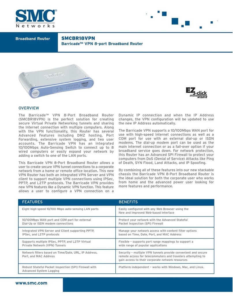 SMC Networks Barricade SMCBR18VPN Installation guide
