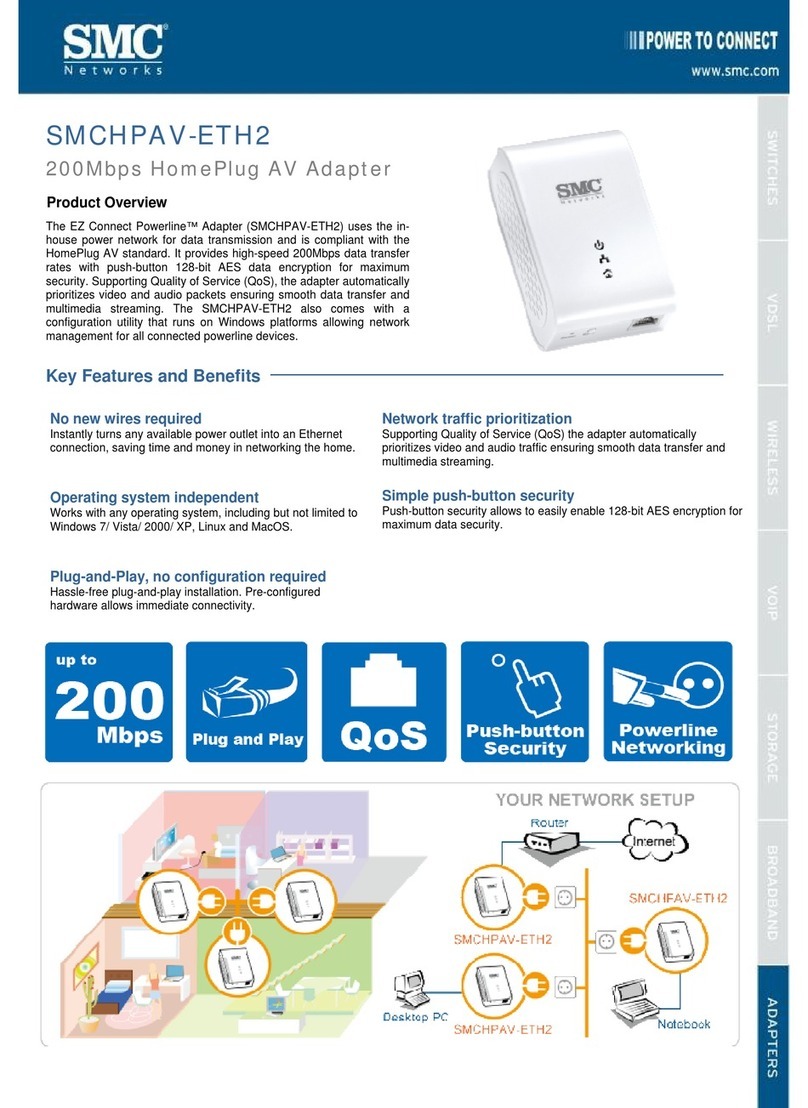 SMC Networks EZ Connect Powerline SMCHPAV-ETH2 Operating and safety instructions SMC Networks EZ Connect Powerline SMCHPAV-ETH2 Operating and safety instructions