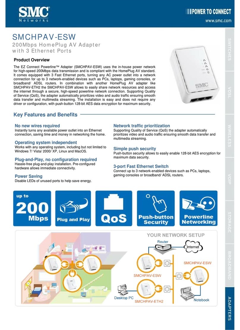 SMC Networks HPAV-ESW - FICHE TECHNIQUE Operating and safety instructions SMC Networks HPAV-ESW - FICHE TECHNIQUE Operating and safety instructions