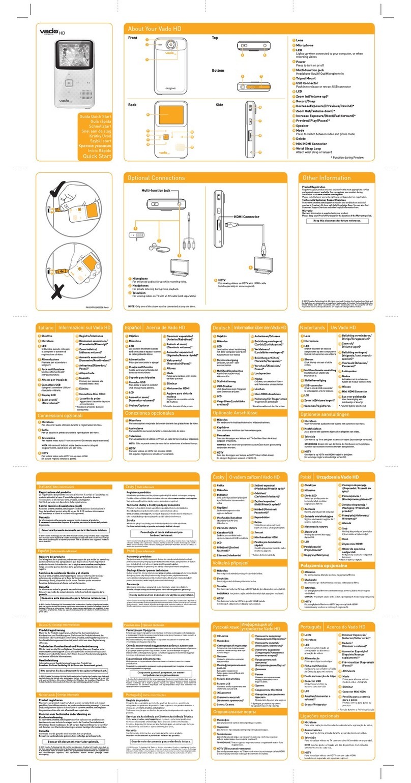 Creative VADO HD quick start guide