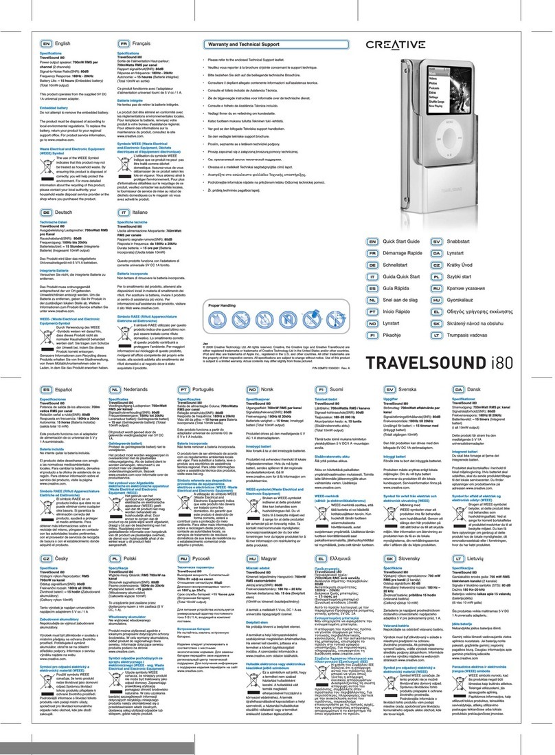 Creative TRAVELSOUND I80 User manual