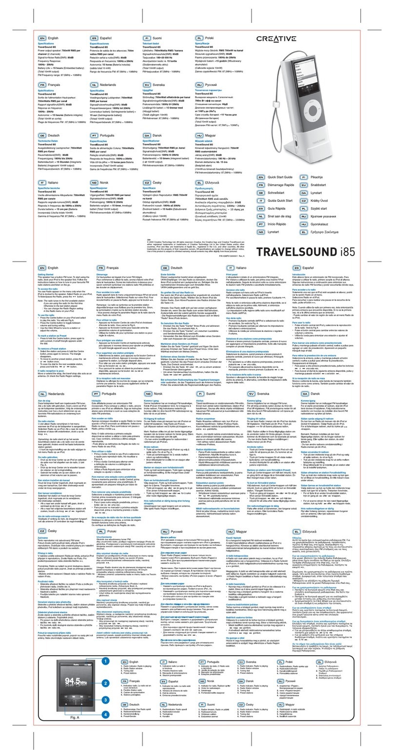 Creative TRAVELSOUND I85 quick start guide