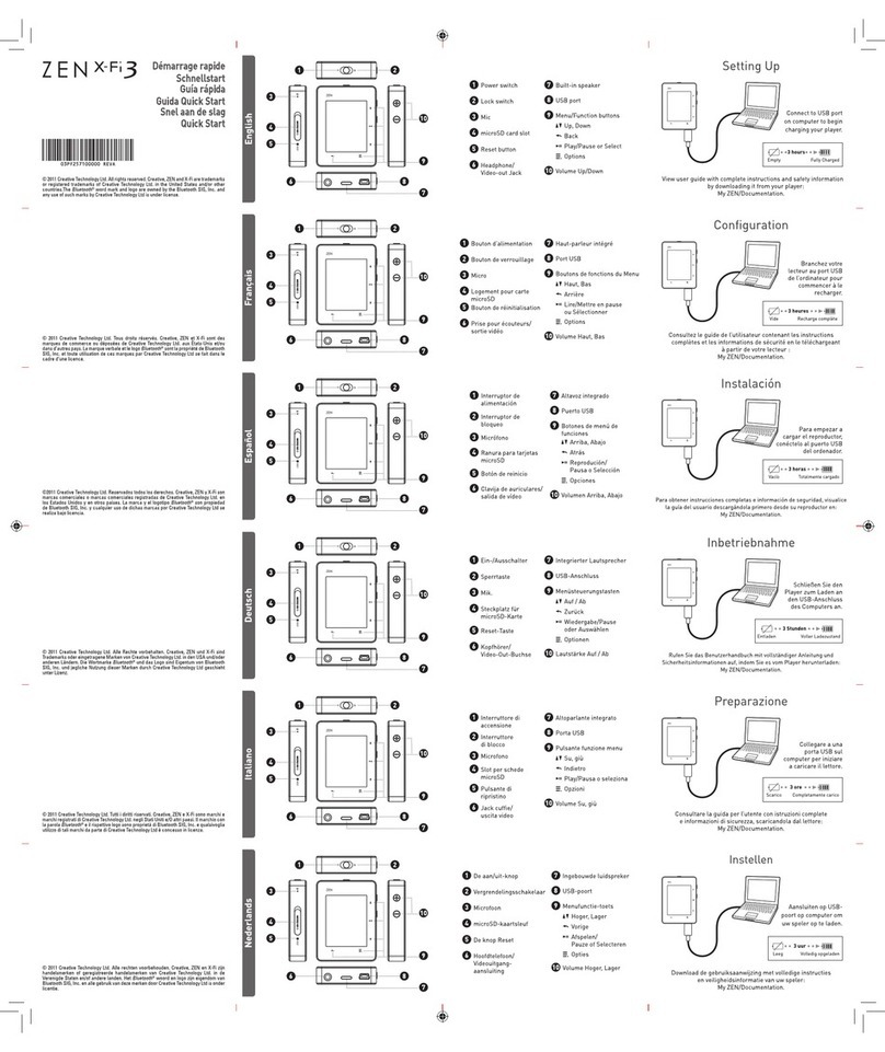 Creative ZEN X-FI3 - quick start guide
