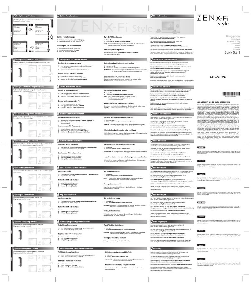 Creative ZEN X-FI STYLE User manual