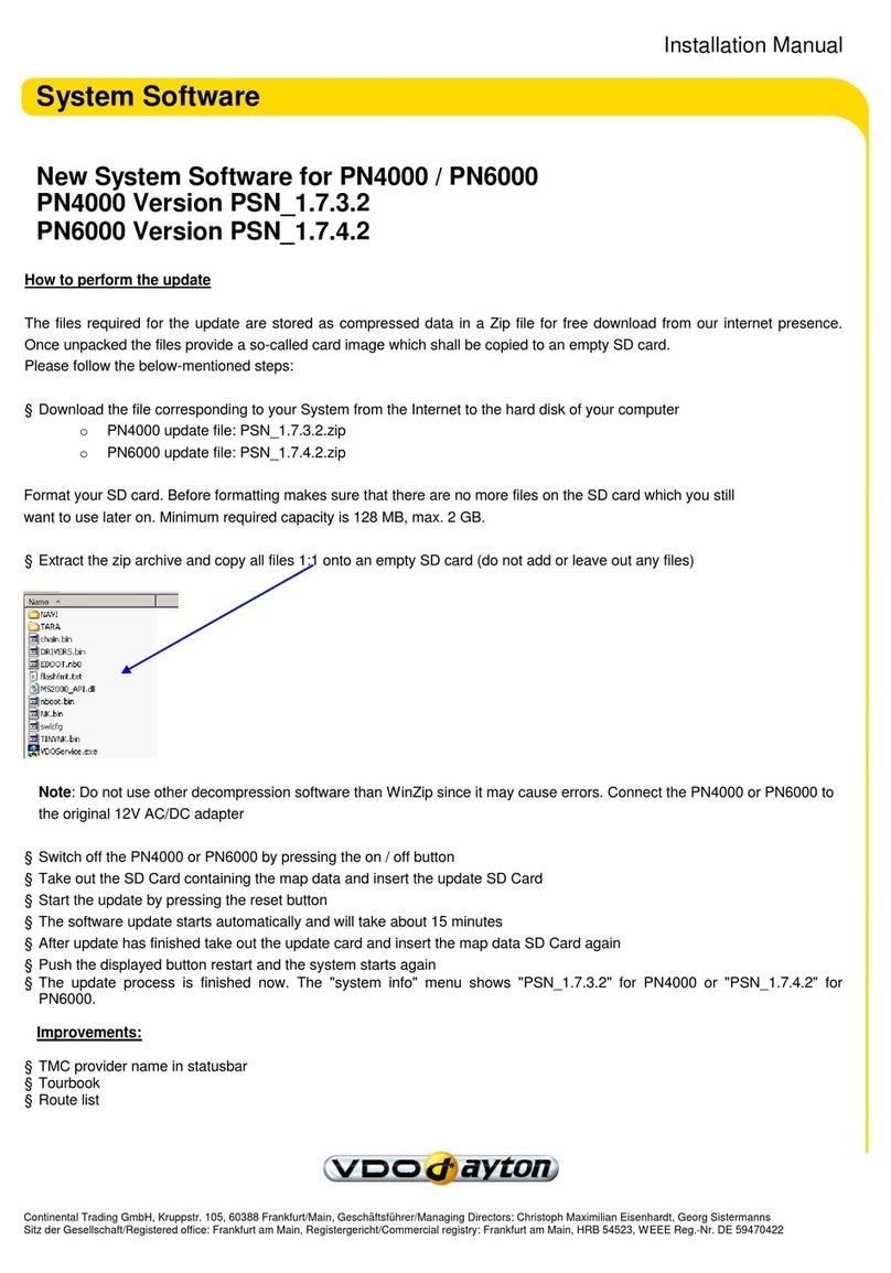 VDO PN 4000 Software installation manual