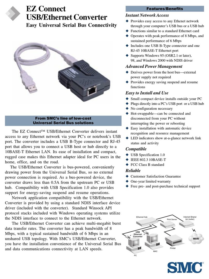SMC Networks 2102USB/ETH - FICHE TECHNIQUE Specifications