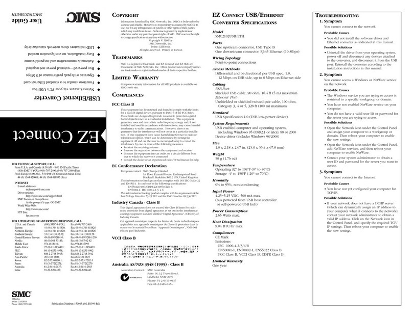 SMC Networks 2102USB/ETH User manual SMC Networks 2102USB/ETH User manual