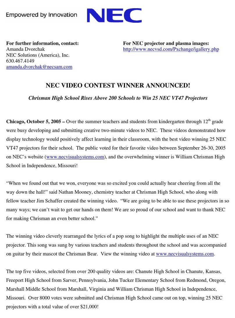NEC TIM VIDEO WINNER PRESS RELEASE User manual