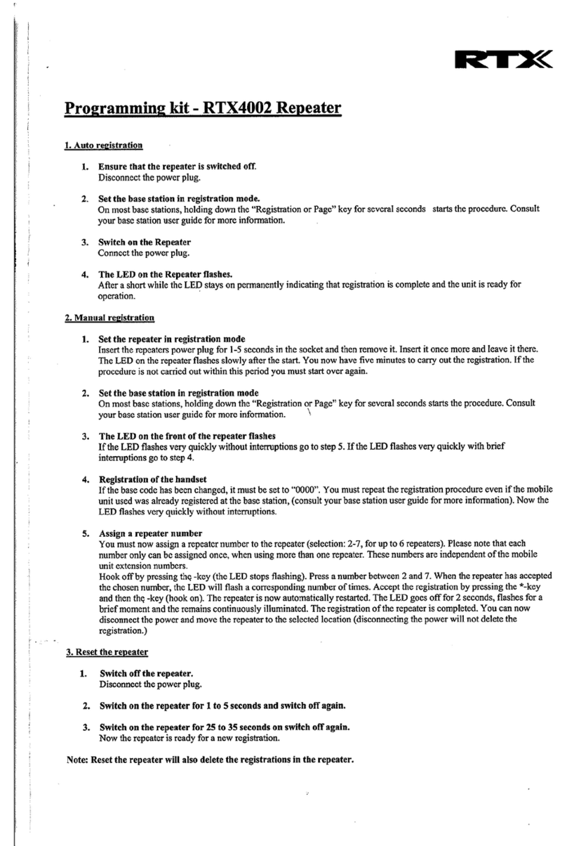 NEC RTX4002 REPEATER - PROGRAMMING KIT User manual