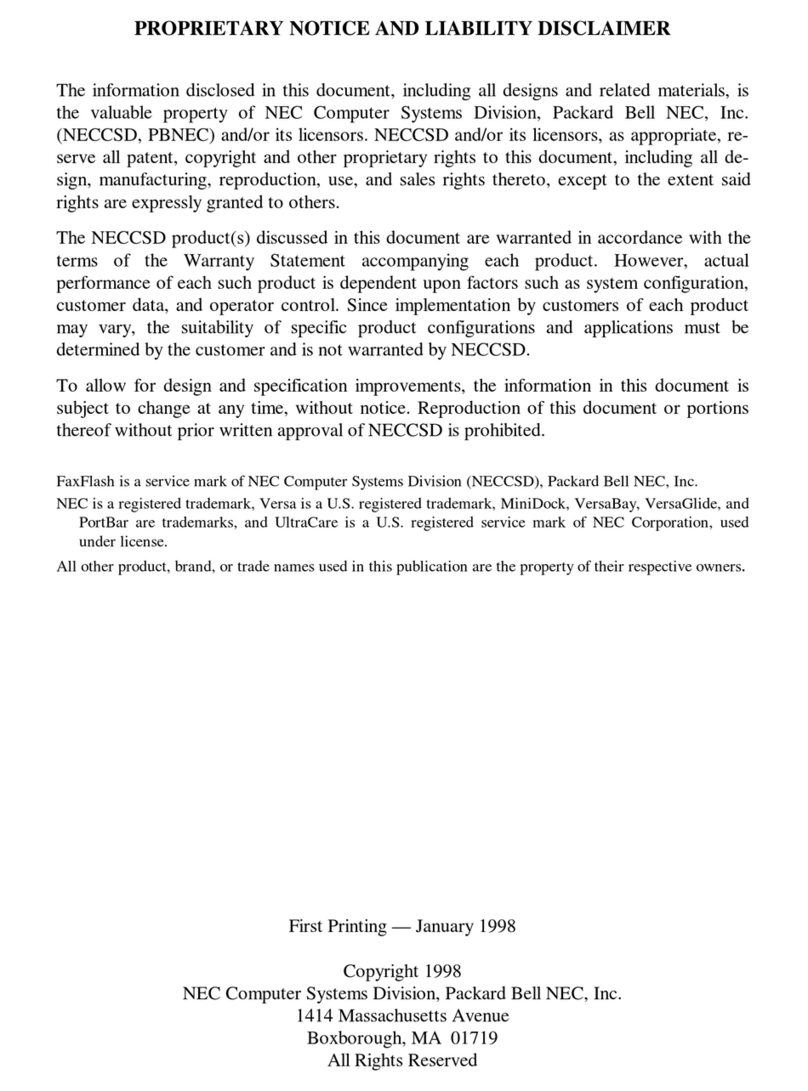 NEC VERSA 6220 - SERVICE User manual