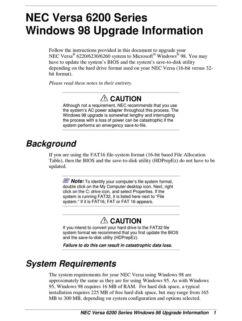 NEC VERSA 6220 - SERVICE User manual