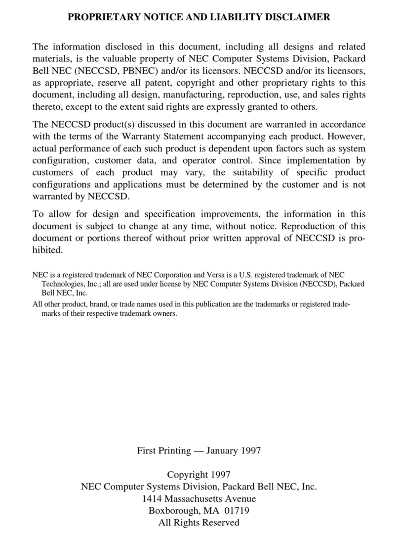 NEC Versa 2500 Series User manual