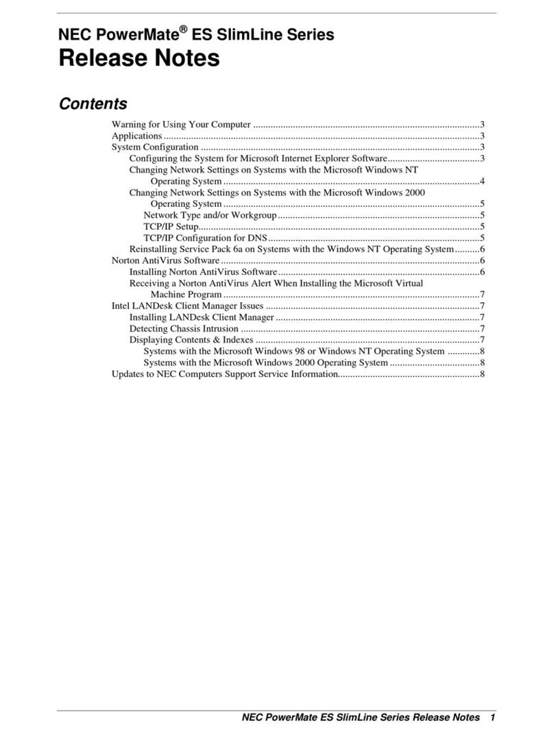NEC PowerMate ES SlimLine Series Instruction Manual