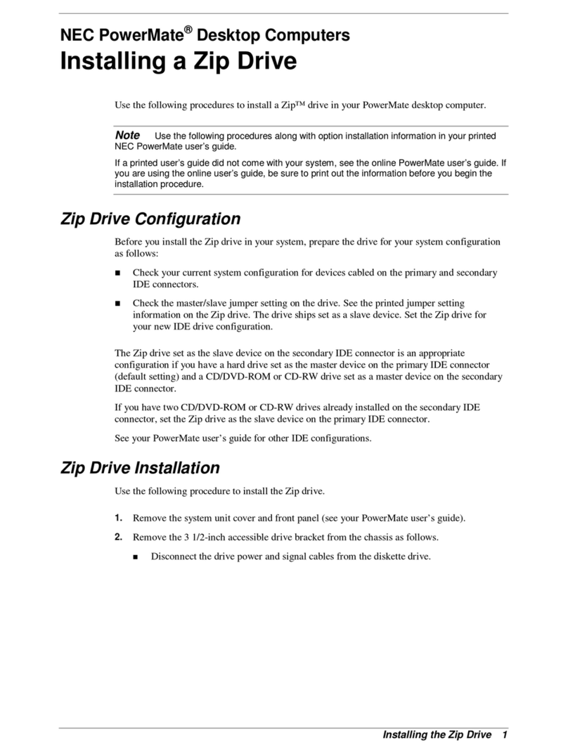 NEC POWERMATE DESKTOP - INSTALLATION ZIP DRIVE Installation
