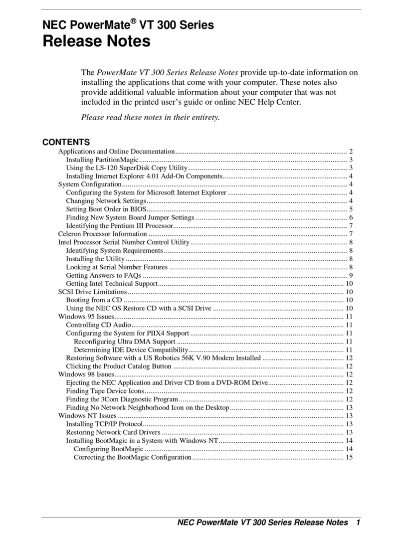NEC POWERMATE VT 300 RELEASE NOTES Instruction Manual