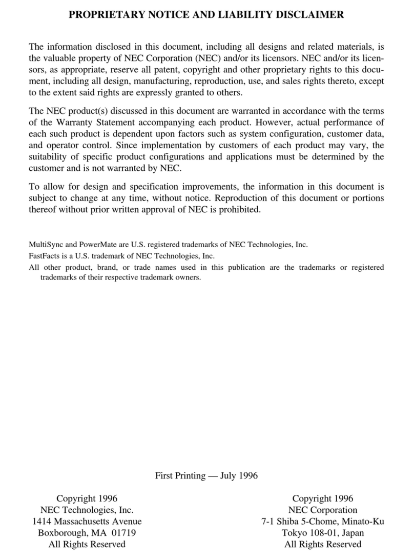 NEC POWERMATE PRO2180 - SERVICE  1996 User manual