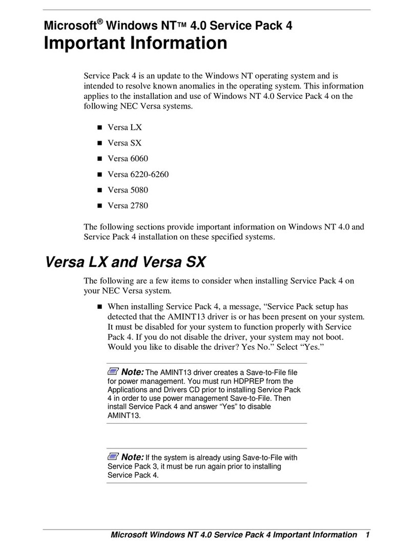 NEC Versa LX Important information