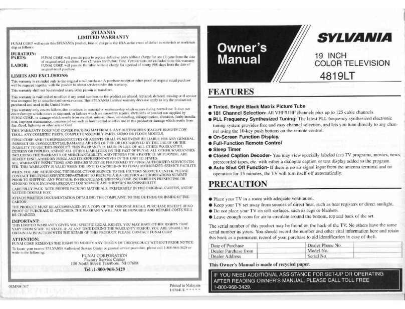 Sylvania 4819LT owner's manual