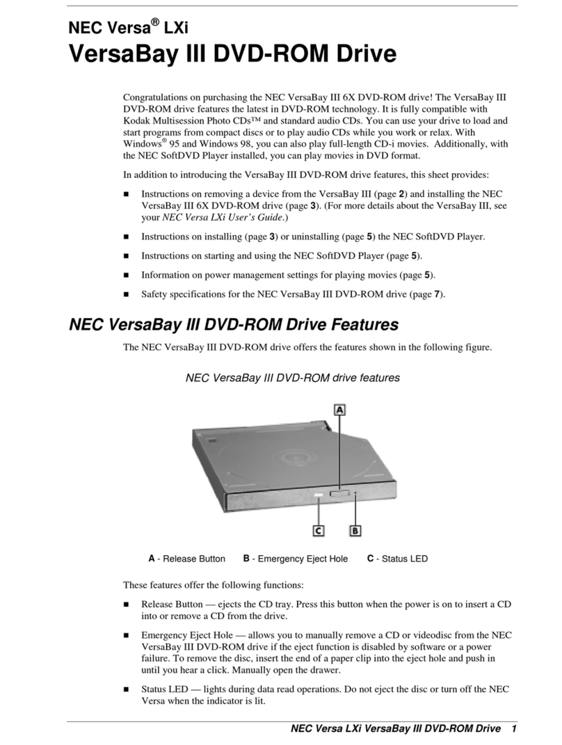 NEC VERSA LXI VERSABAY III DVD-ROM DRIVE instructions