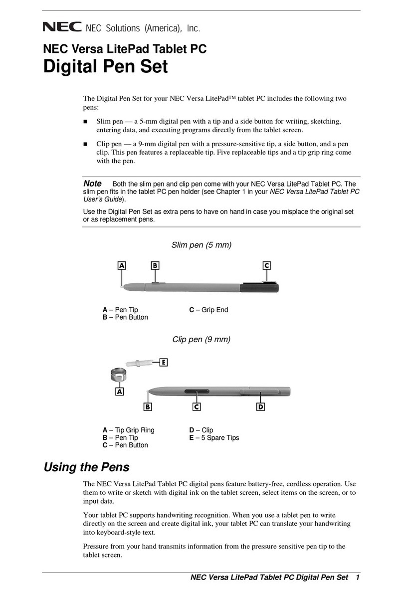 NEC VERSA LITEPAD TABLET PC DIGITAL PEN SET User manual