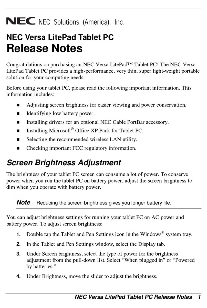 NEC Versa LitePad release note