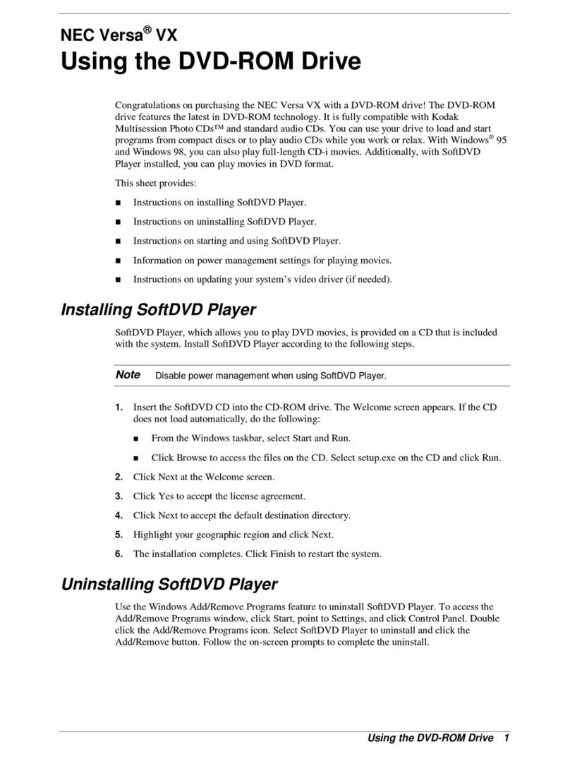 NEC VERSA VX Installation and operating instructions