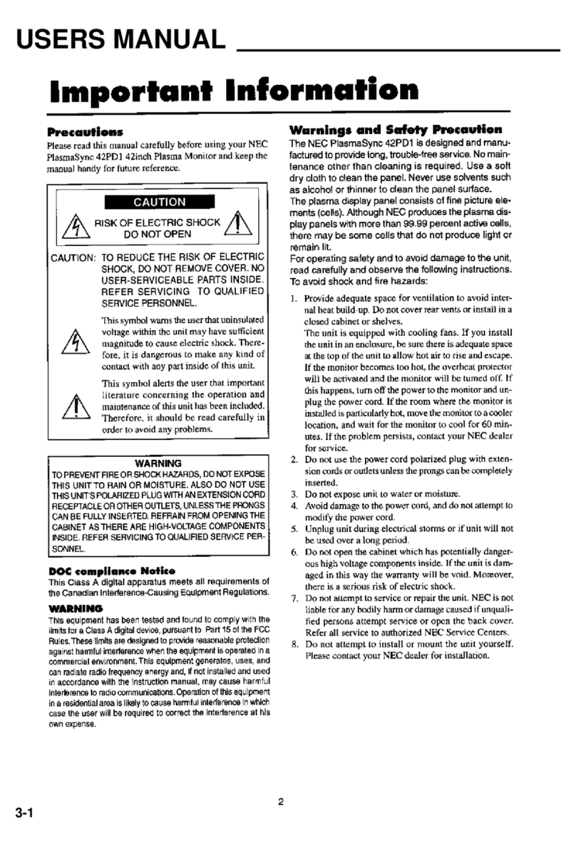 NEC PlasmaSync 42PD1 User manual