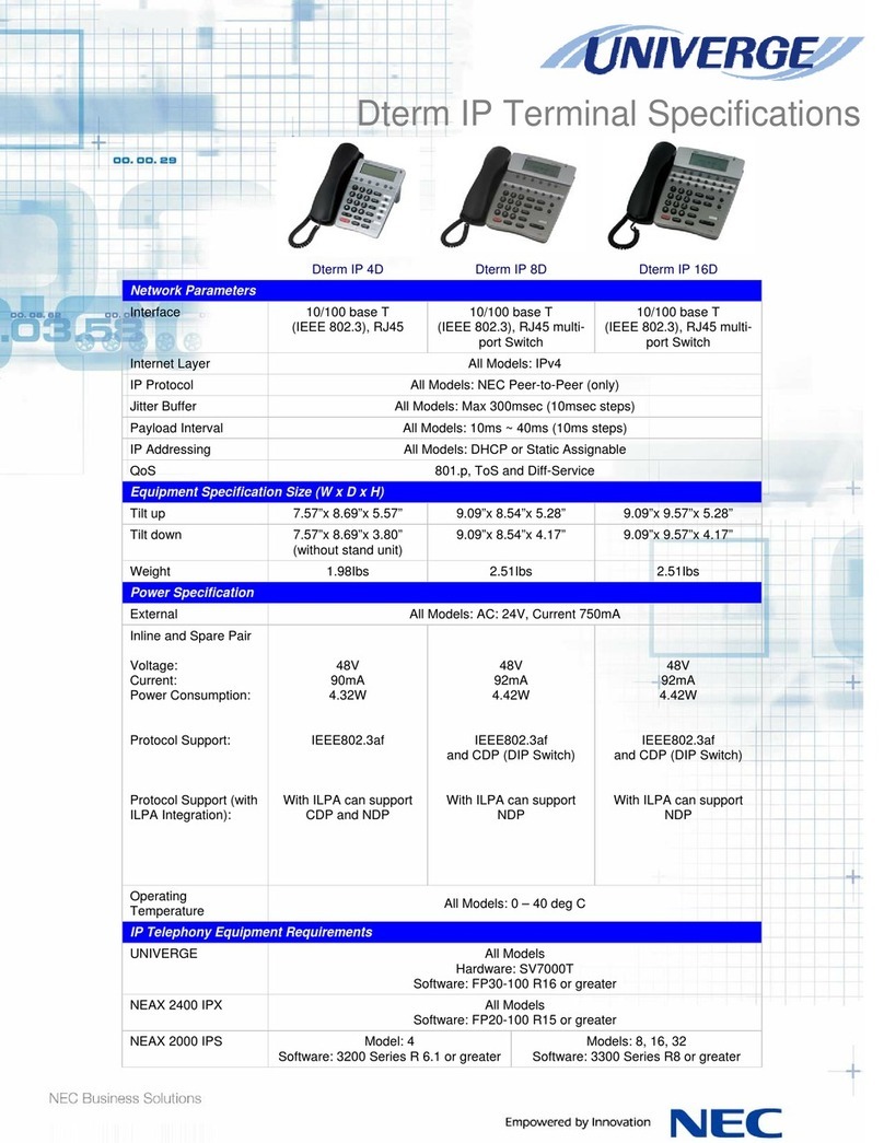 NEC Dterm IP Technical specifications