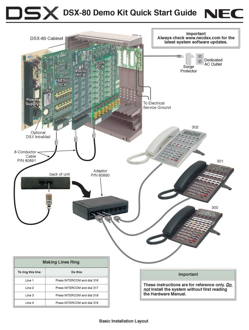NEC DSX-80 - quick start guide
