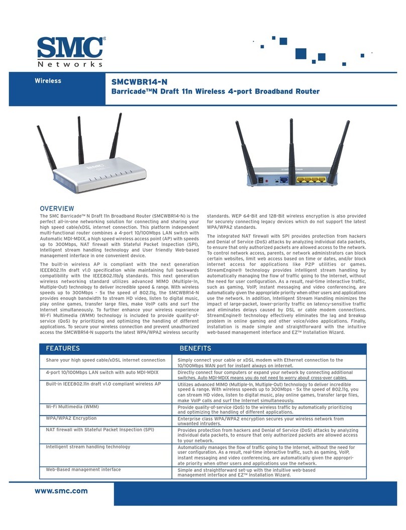 SMC Networks SMC Barricade N Draft 11n Wireless 4-port Broadband Router... Installation guide SMC Networks SMC Barricade N Draft 11n Wireless 4-port Broadband Router... Installation guide