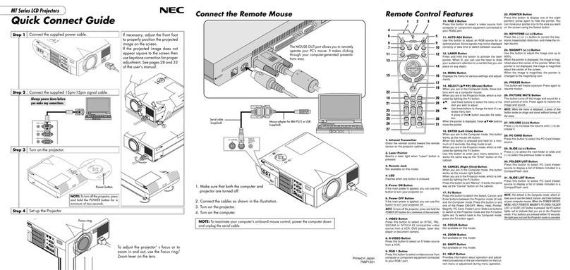 NEC MT1056 - MultiSync XGA LCD Projector Assembly instructions