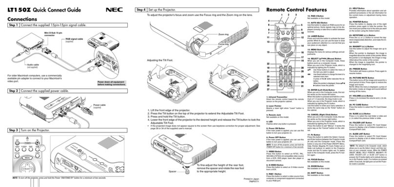 NEC LT150Z - MultiSync XGA DLP Projector Assembly instructions