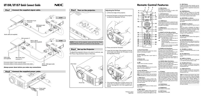 NEC LT157 - XGA LCD Projector Assembly instructions