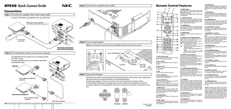 NEC GT950 - MultiSync XGA LCD Projector Assembly instructions