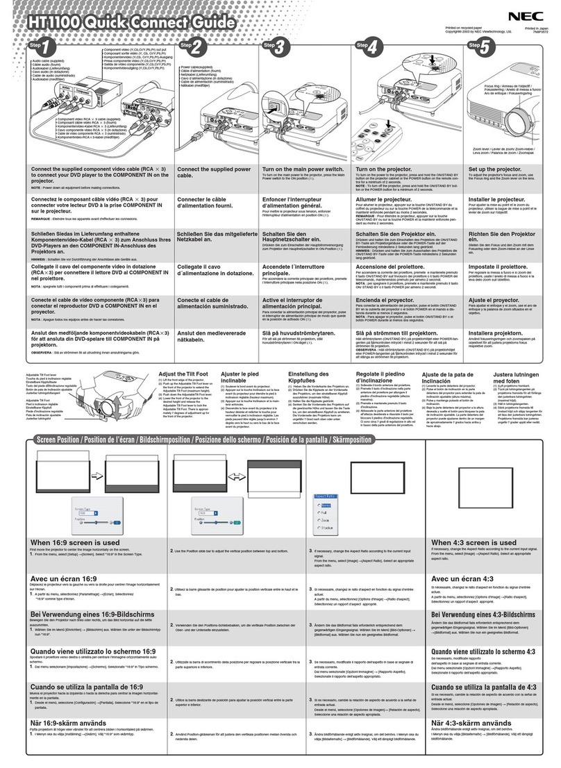 NEC Showcase Series HT1100 Assembly instructions