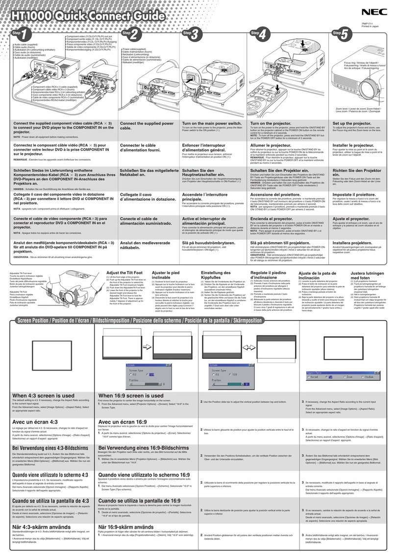 NEC HT1000 Series Assembly instructions