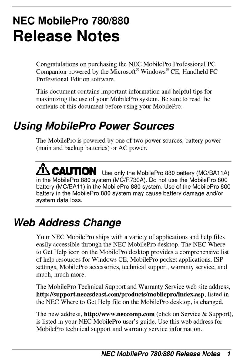 NEC MOBILEPRO 780 - release note