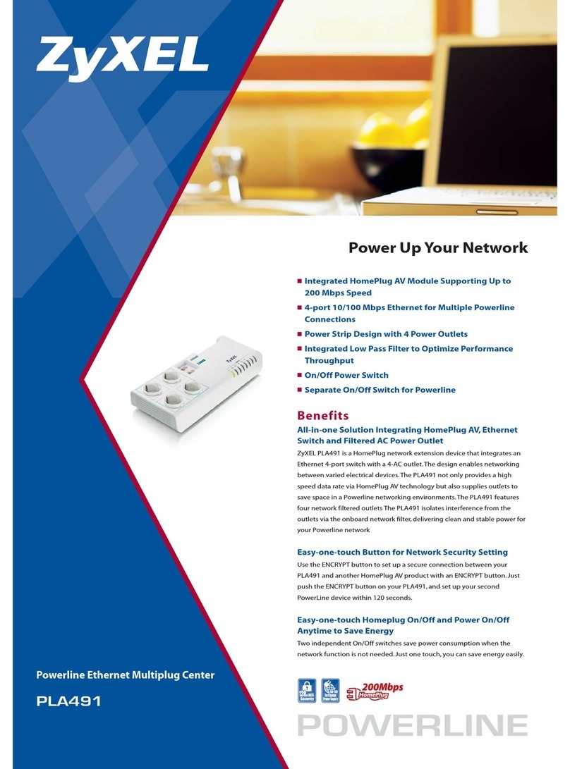 ZyXEL Communications Powerline Ethernet Multiplug Center PLA491 User manual
