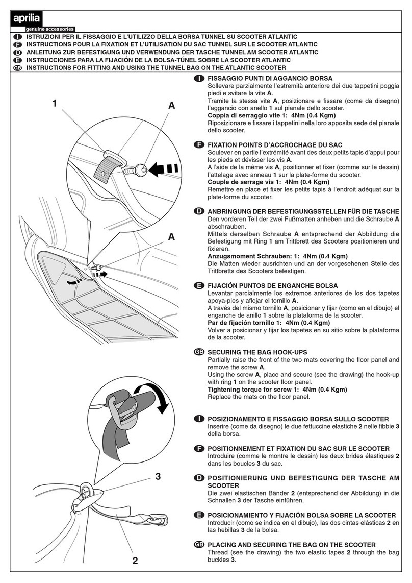 APRILIA ATLANTIC 500 - TUNNEL BAG 2002 manual
