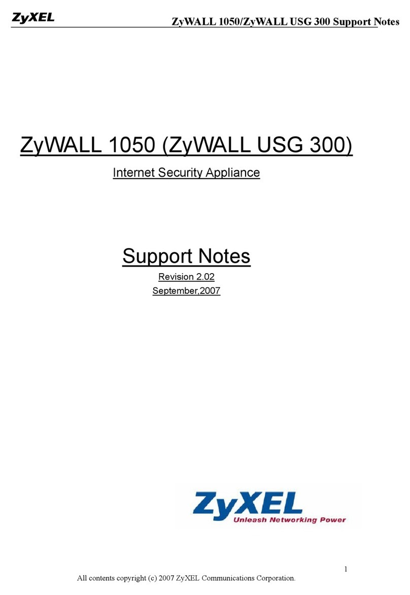 ZyXEL Communications ZyWALL 1050 Support notes ZyXEL Communications ZyWALL 1050 Support notes