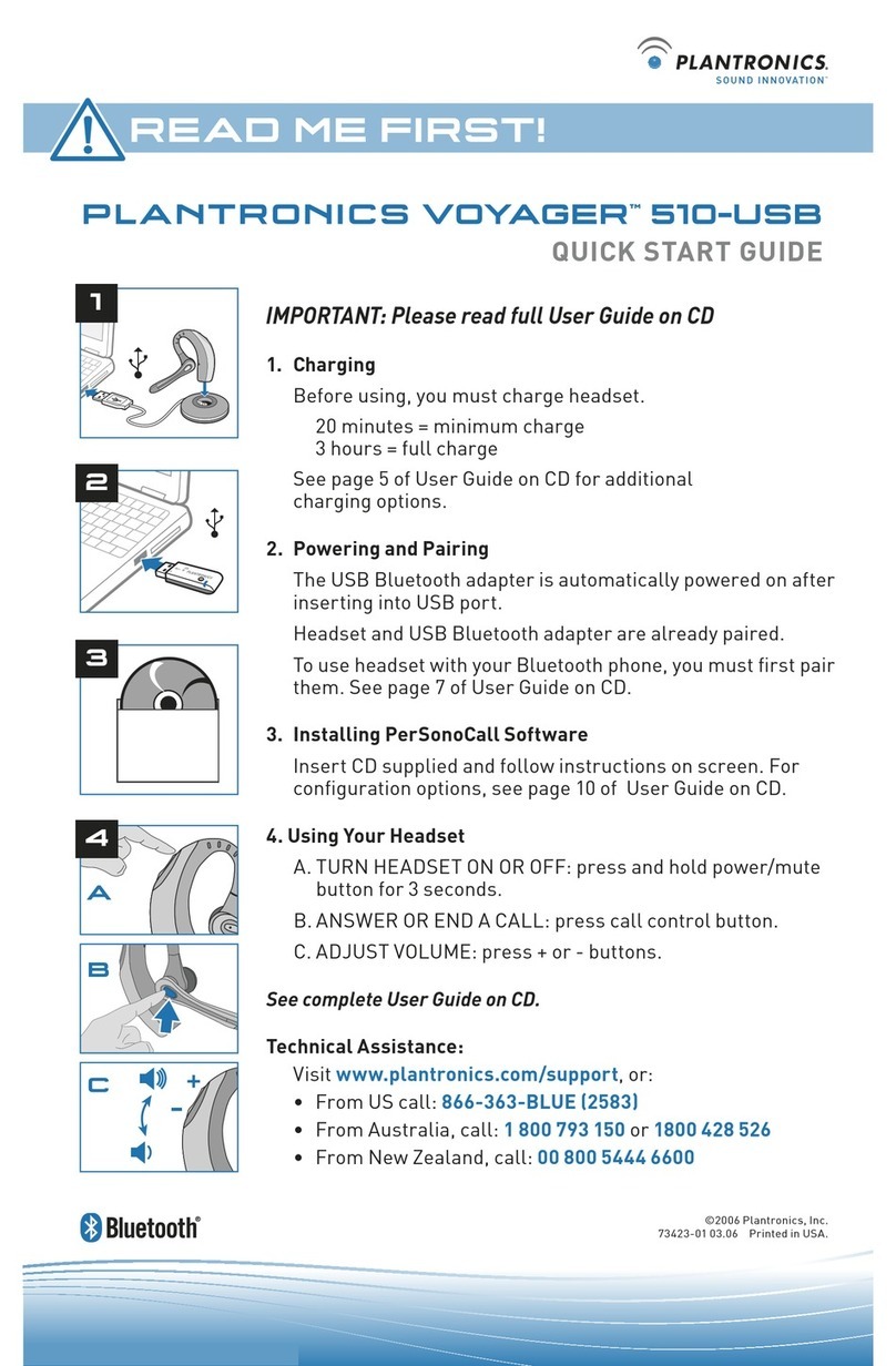 Plantronics VOYAGER 510-USB quick start guide