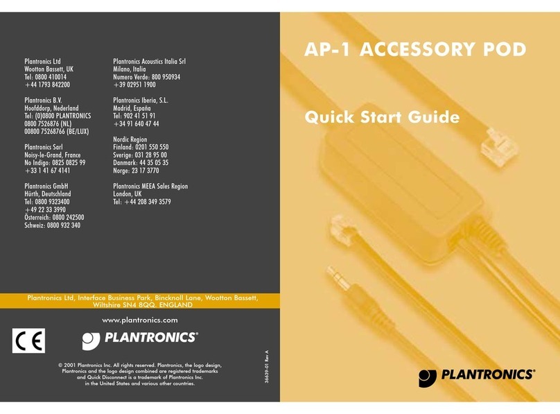 Plantronics AP-1 ACCESSORY POD quick start guide Plantronics AP-1 ACCESSORY POD quick start guide