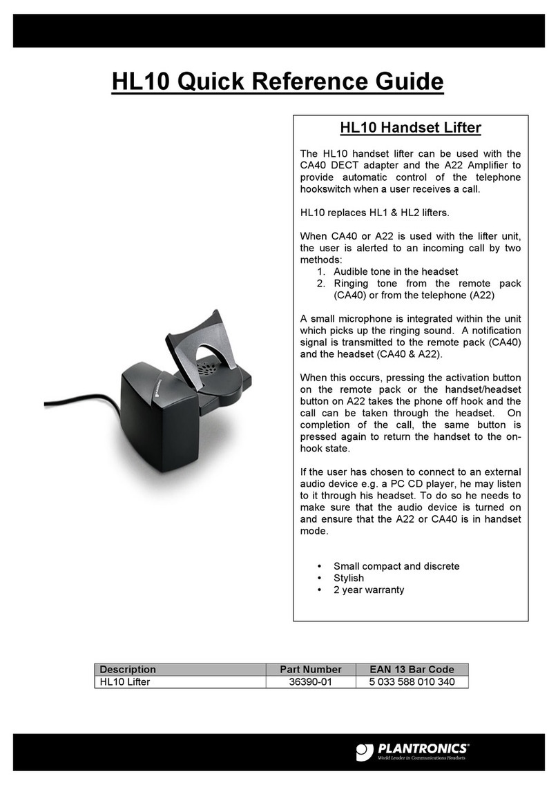 Plantronics HL 10 User manual Plantronics HL 10 User manual