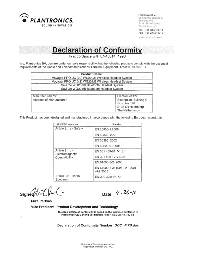 Plantronics SAVI GO WG200/B Reference guide