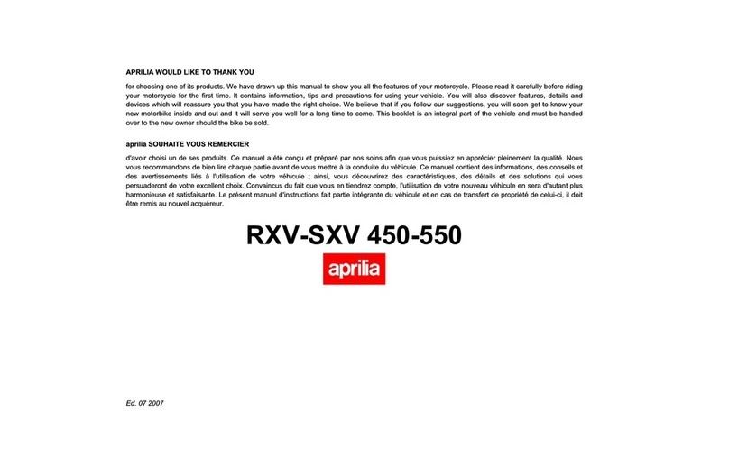 APRILIA RXV 450 - 07-2007 User manual
