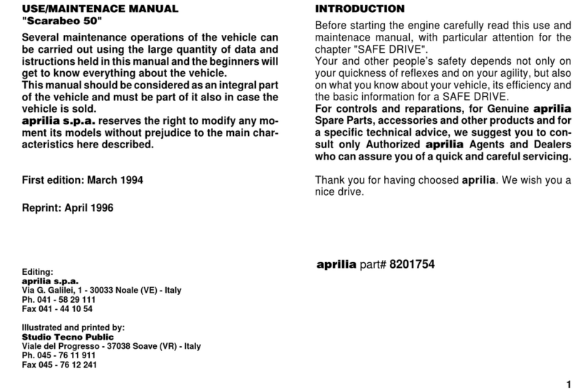 APRILIA SCARABEO 50 - 1994 User manual