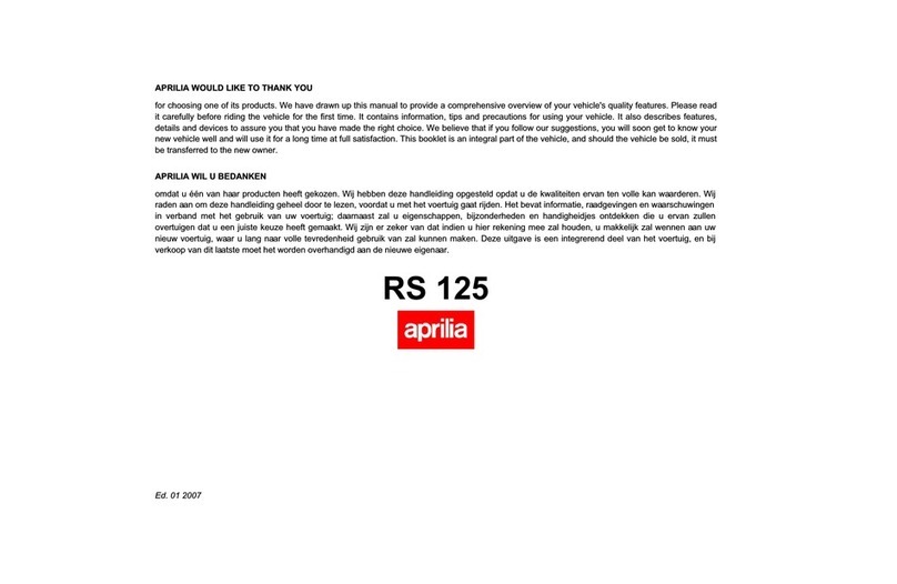 APRILIA RS 125 - 01-2007 User manual