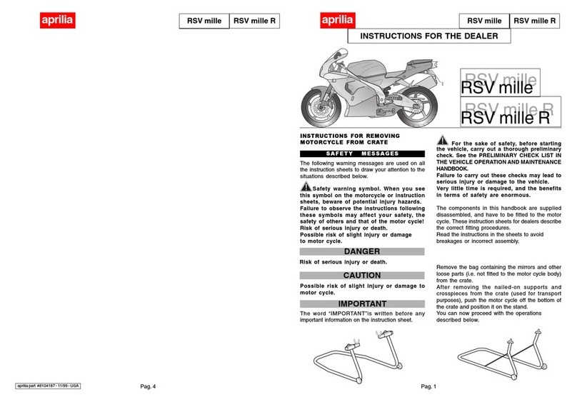 APRILIA RSV MILLE Dealer instructions