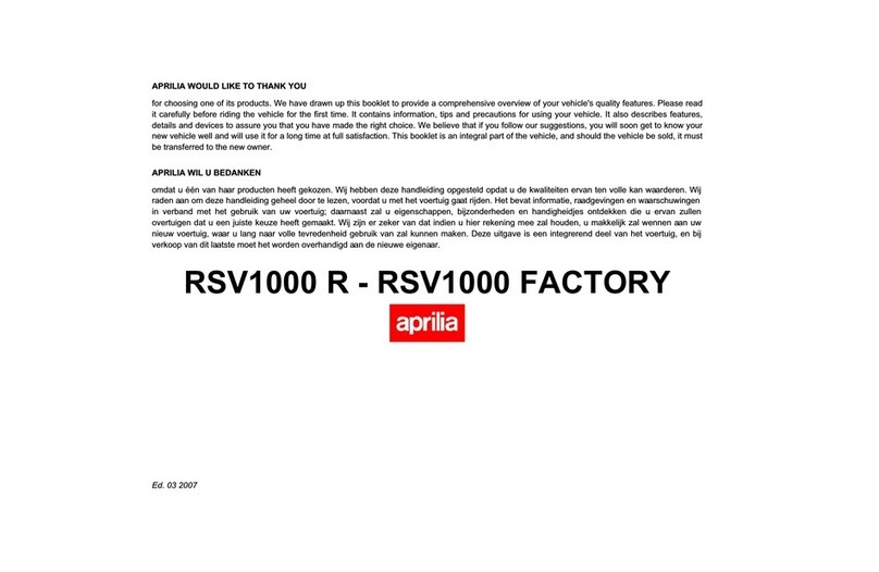 APRILIA RSV 1000 R User manual APRILIA RSV 1000 R User manual